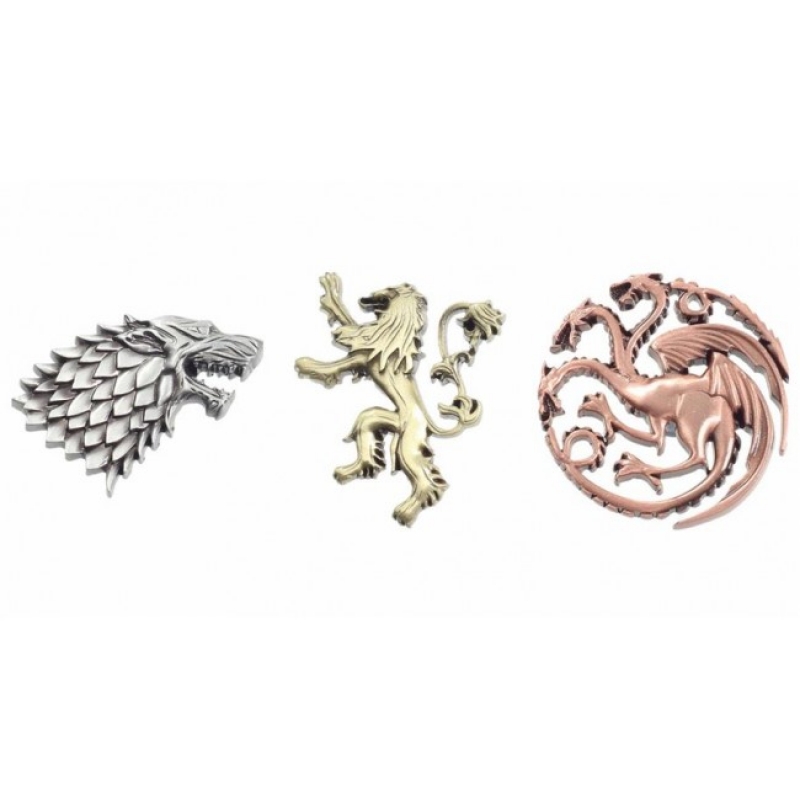 GAME OF THRONES - CREST METALLIC PINS - SET OF 3 HOUSE