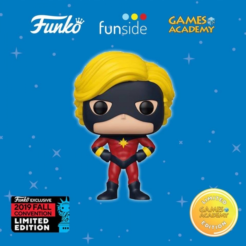MARVEL 80TH - POP FUNKO FIGURE 526 CAPTAIN MARVEL (MAR-VELL) NYCC 2019 CONVENTION EXCLUSIVES