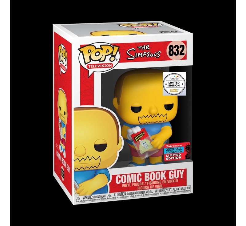 THE SIMPSONS - POP FUNKO VINYL FIGURE 832 COMIC BOOK GUY NYCC 2020 GAMES ACADEMY EXCLUSIVE