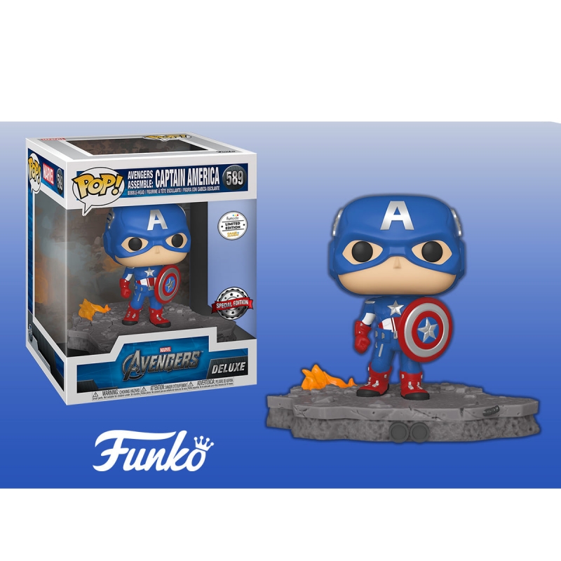 MARVEL AVENGERS ASSEMBLE - POP FUNKO FIGURE 589 CAPTAIN AMERICA - SPECIAL EDITION GAMES ACADEMY EXCLUSIVE
