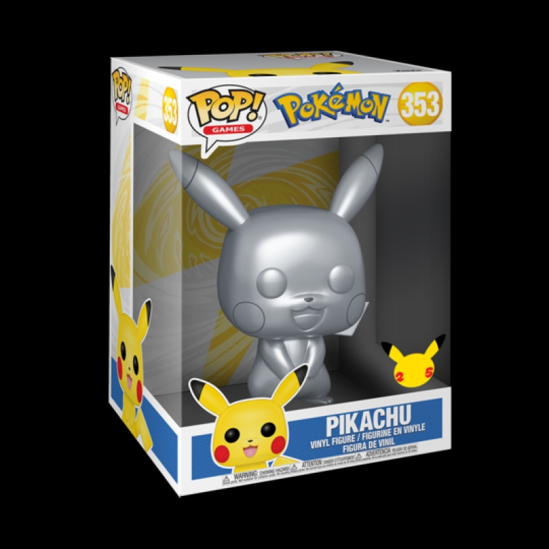 POKEMON - POP FUNKO VINYL FIGURE 353 - PIKACHU SILVER JUMBO SIZE (METALLIC)