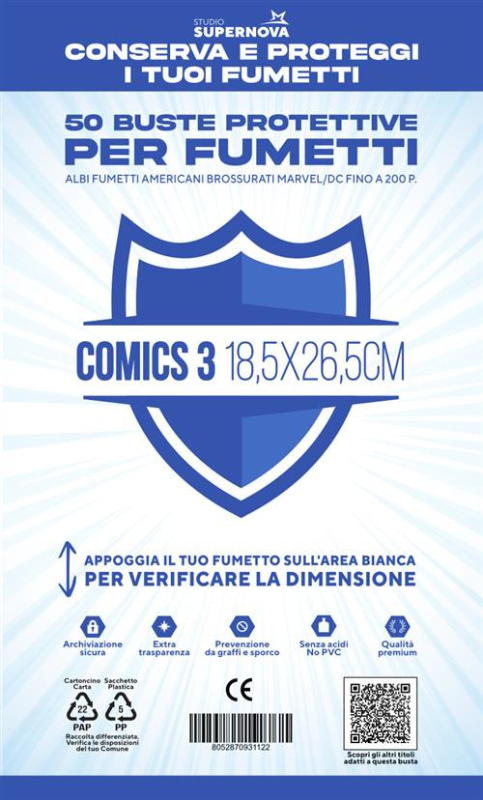 50 BUSTE PROTETTIVE COMICS 3 (18,5 X 26,5)