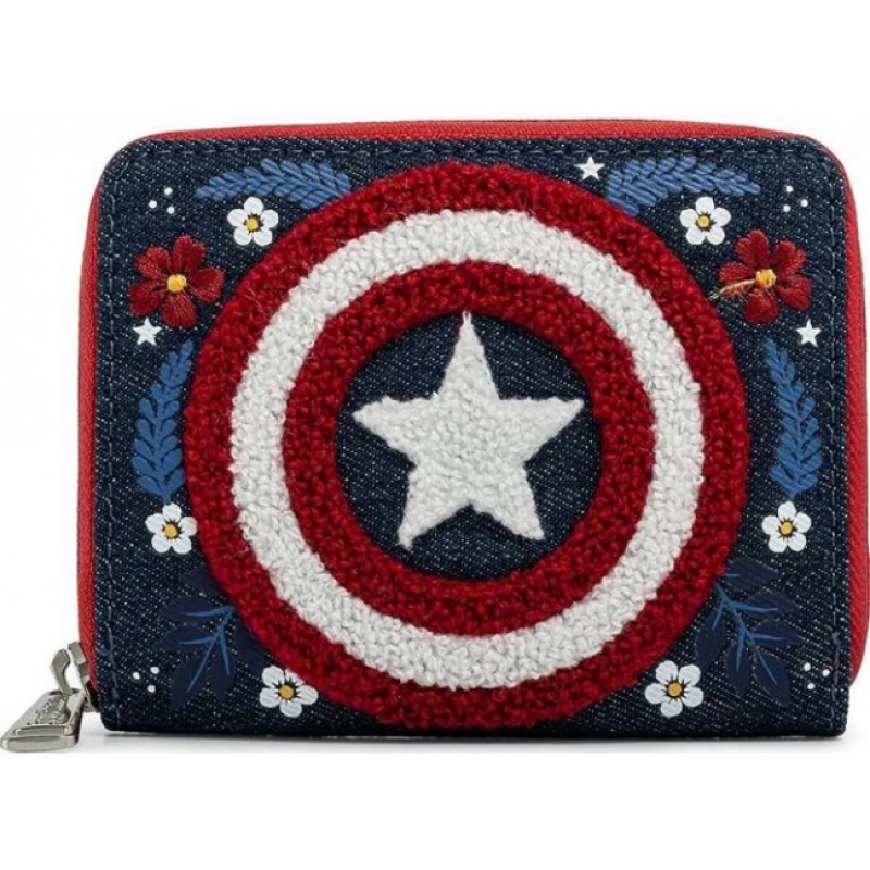 MARVEL - PORTAFOGLIO CON ZIP CAPTAIN AMERICA FLORAL SHIELD