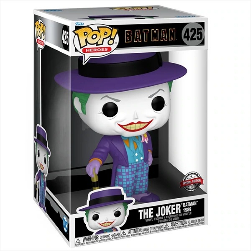 DC COMICS: BATMAN - POP FUNKO FIGURE 425 JOKER 1989 WITH HAT ( JUMBO SIZE 25CM)