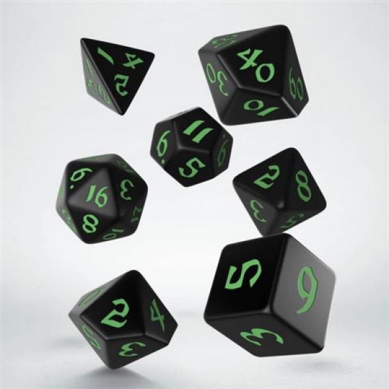 SET 7 DADI CLASSIC RUNIC - BLACK/GREEN