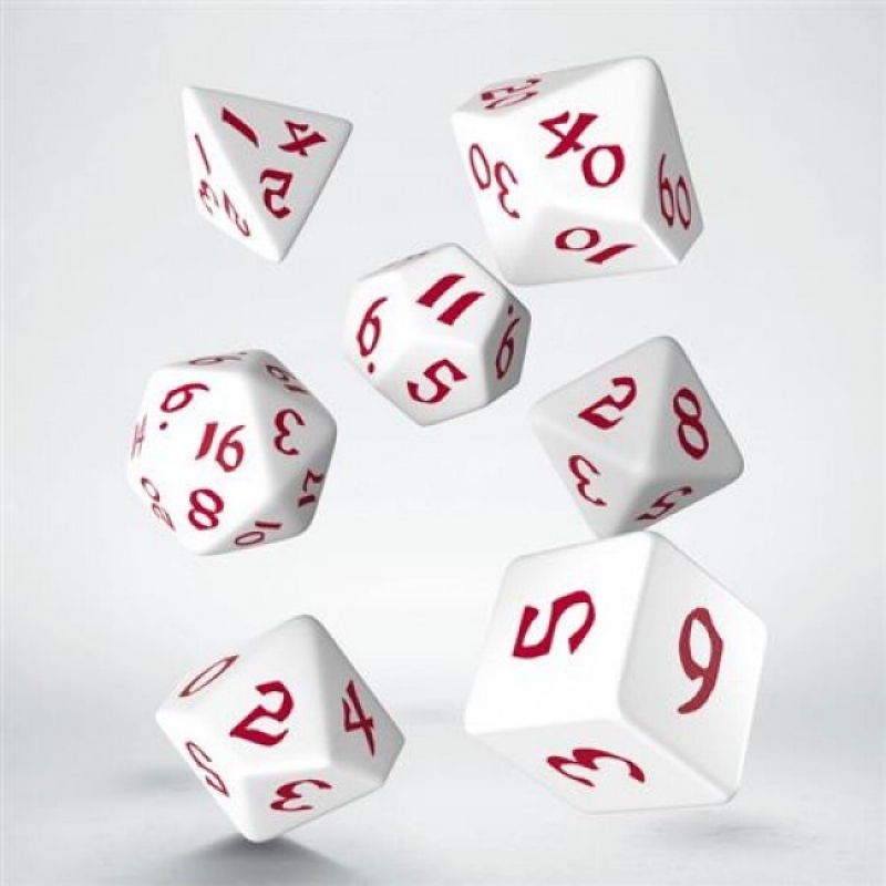 SET 7 DADI CLASSIC RUNIC -WHITE/RED