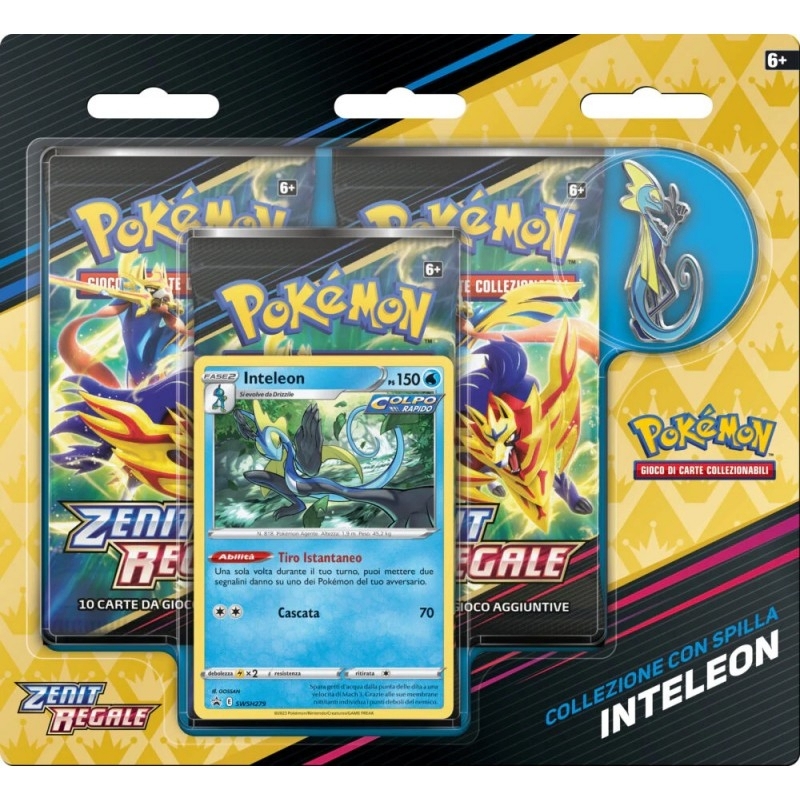 POKEMON - Blister  da 3 Buste ZENIT REGALE CON CARTA INTELEON COLLEZIONE E SPILLA 
