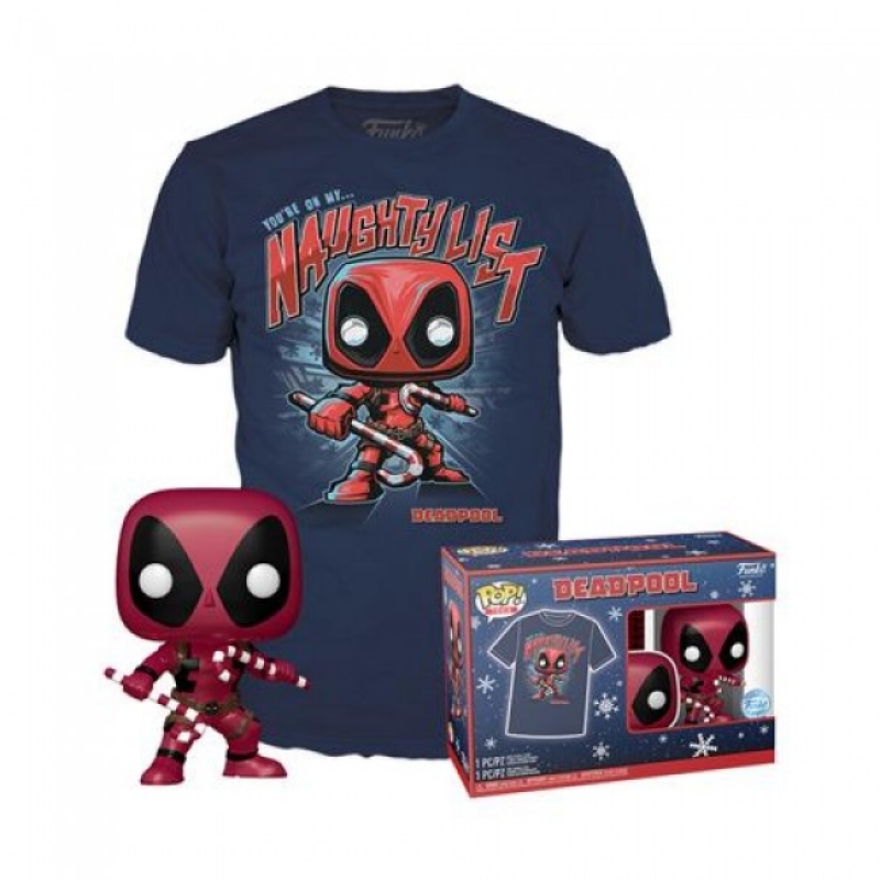 MARVEL: DEADPOOL - POP FUNKO & TEE BOX - DEADPOOL HLD 9CM (T-SHIRT L)