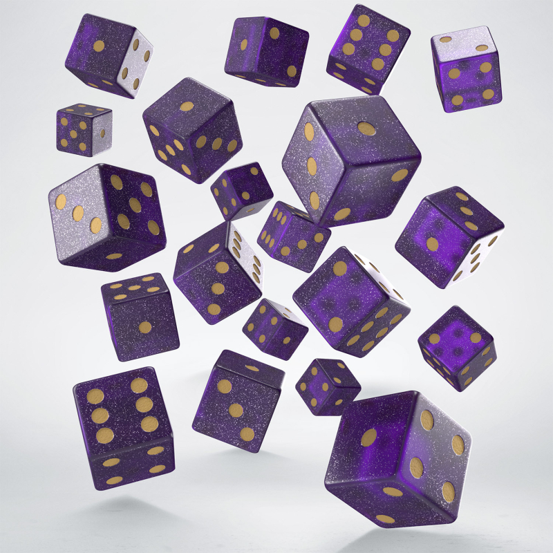 SET PACK 20 DADI a SEI FACCE (D6) SHIMMERING PURPLE & GOLD