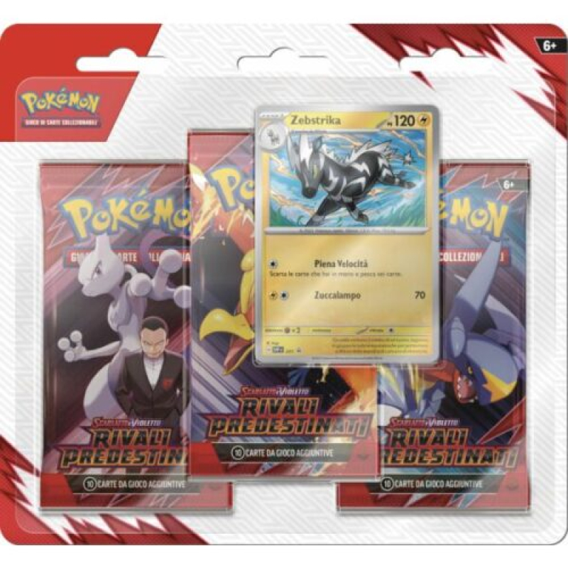  POKEMON - BLISTER 3 BUSTINE con ZEBSTRIKA - SCARLATTO E VIOLETTO - RIVALI PREDESTINATI (copia)