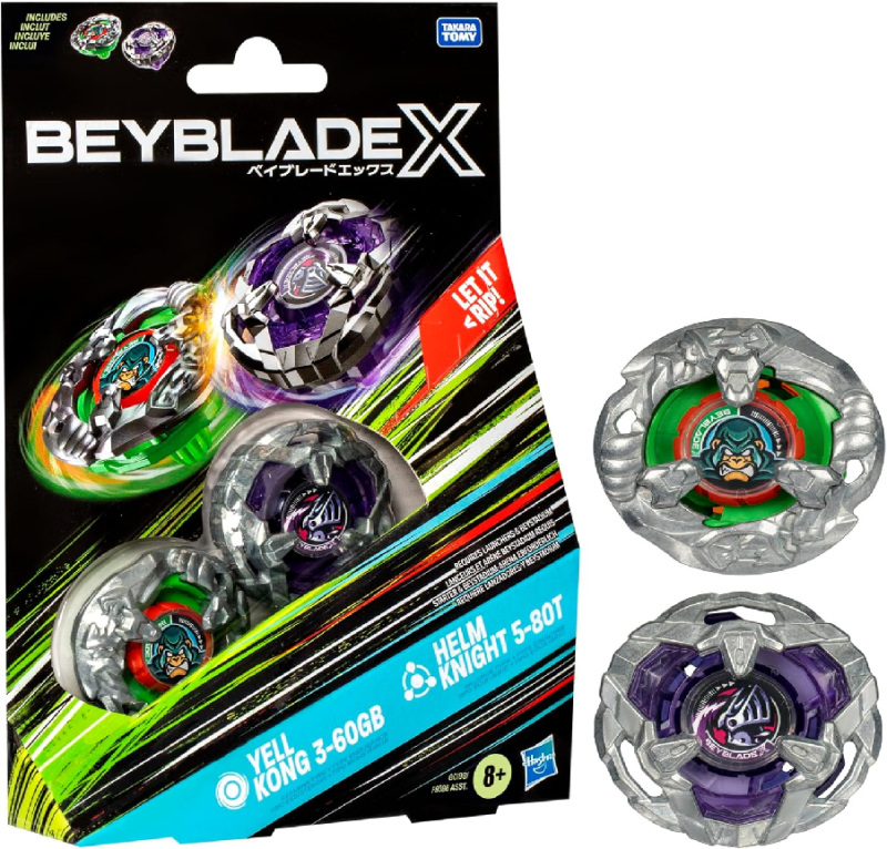 BEYBLADE X - DUAL PACK YELL KONG 3-60GB & HELM KNIGHT 5-80T - BASIC LINE (BX)