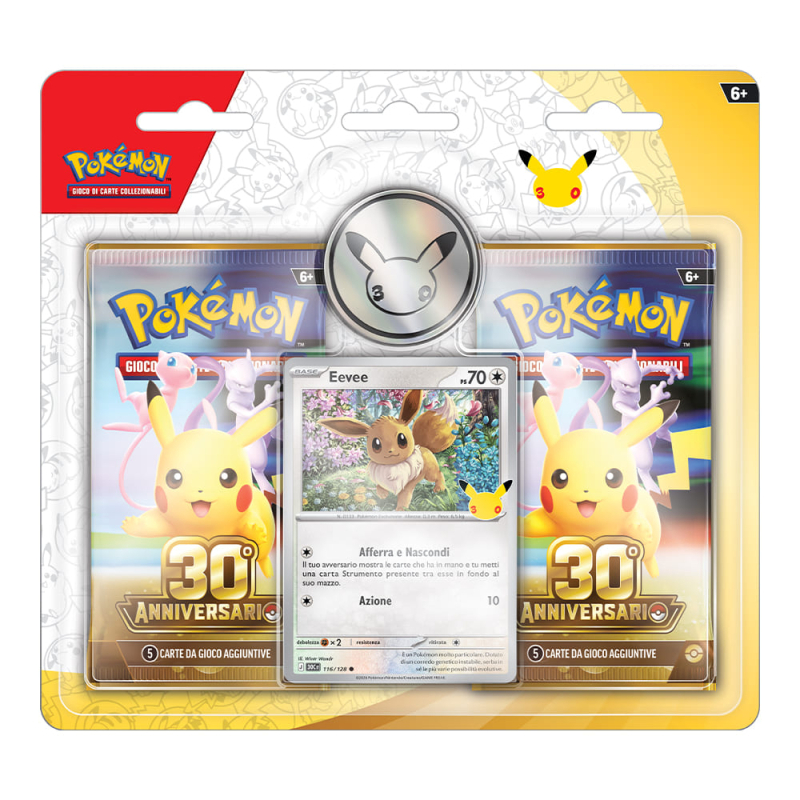 POKEMON 30° ANNIVERSARIO - BLISTER 2 BUSTE CON CARTA PROMO Eeeve