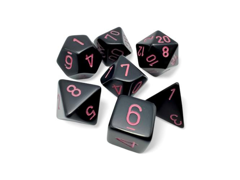 SET 7 DADI POLIEDRICI OPACHI - PASTEL PINK/BLACK